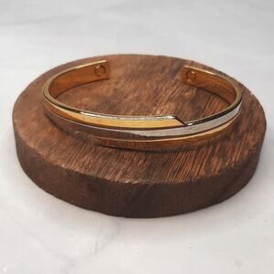 Two Tone 24k Gold Plated Cuff Bracelet